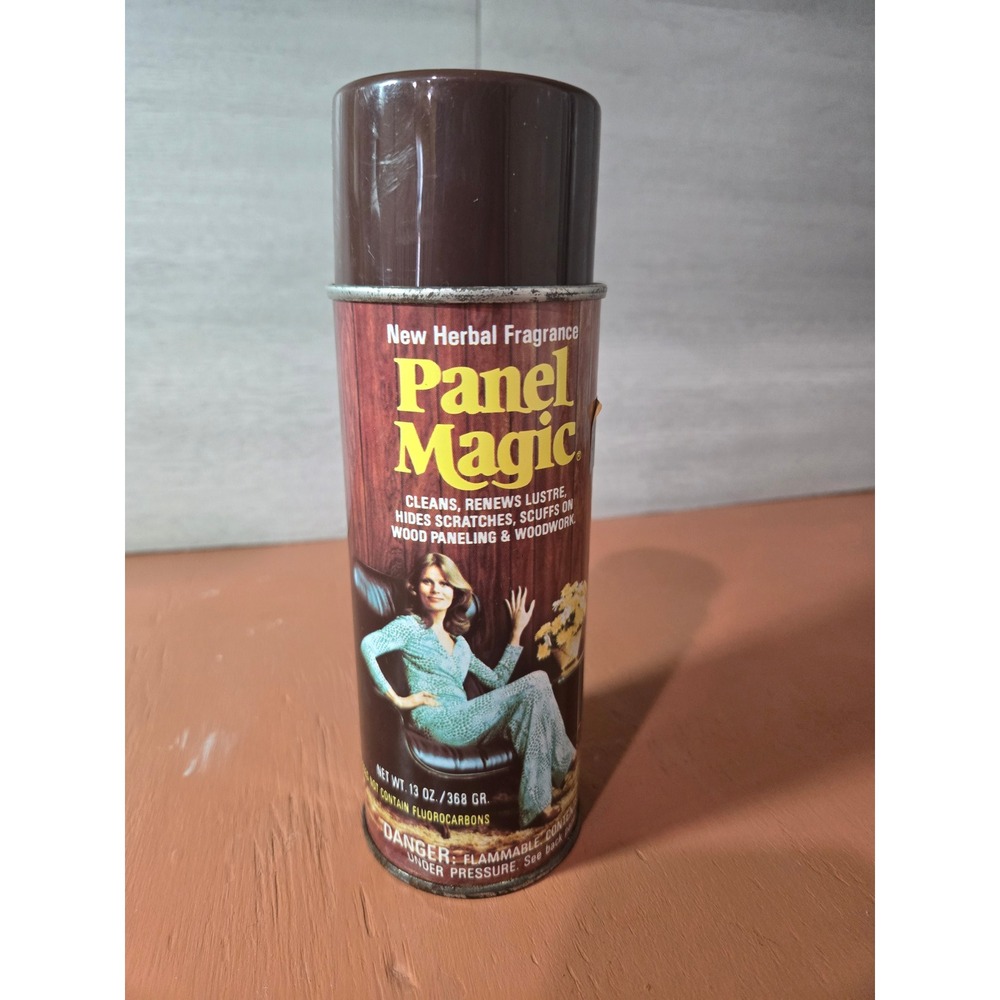 Vintage Panel Magic Wood Paneling Cleaner 13oz Can Retro 1970s Herbal